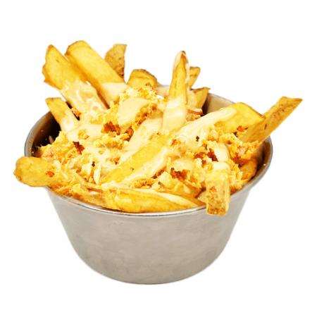 Frites Maison Seules + Sauce Cheddar + Oignons Frits